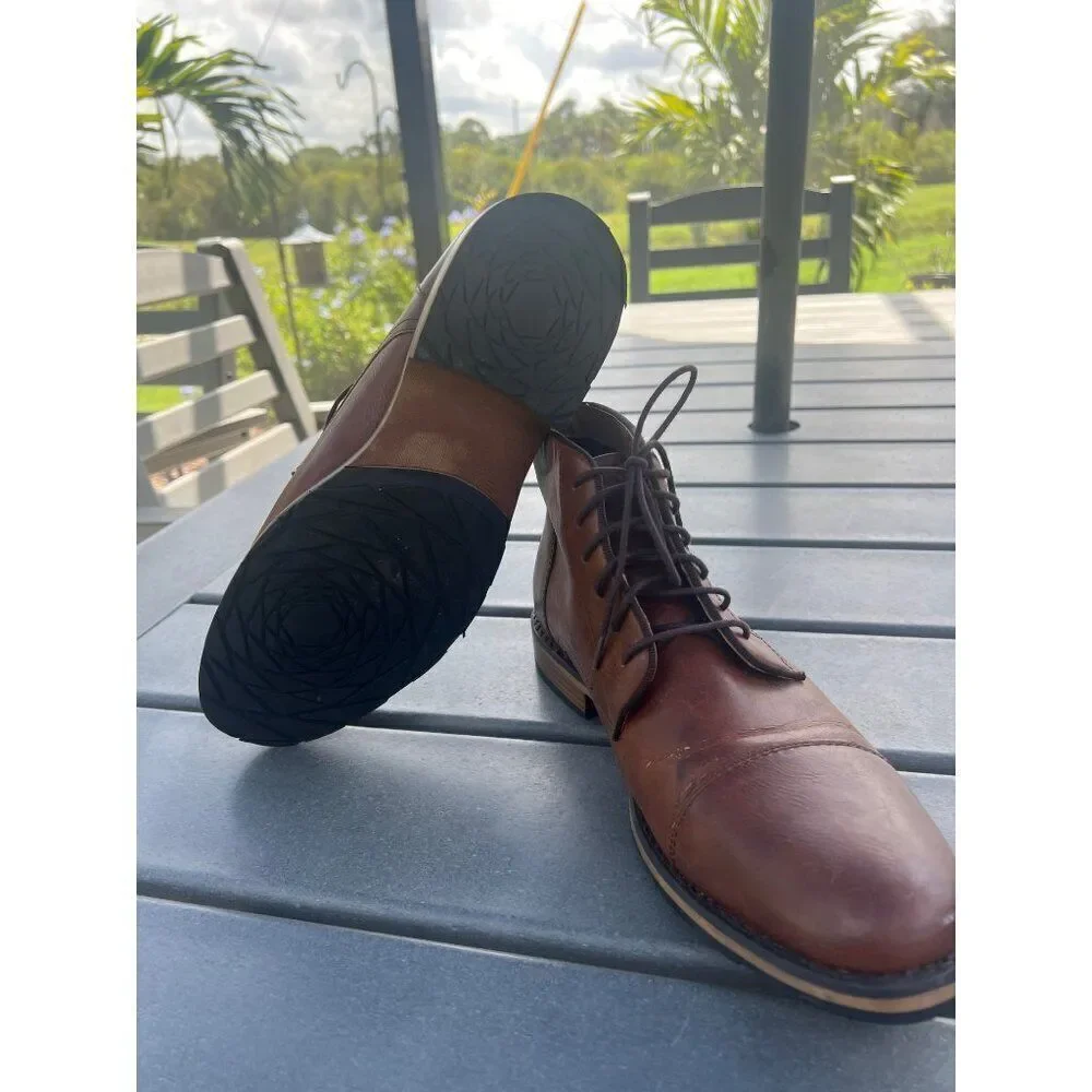 APT. 9 Men Tan Lace-Up Ankle Boots Shoes Size 10.5 M
